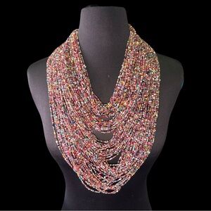Ultra-Layered Multicolor Seed Bead Statement Necklace
